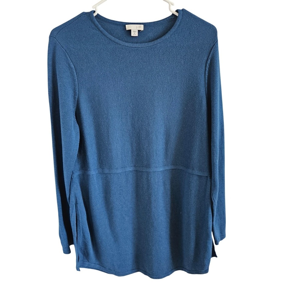 J. Jill Woman Size MP Viscose/Wool Blend Tunic Sweater Side Slits Seam at Waist
